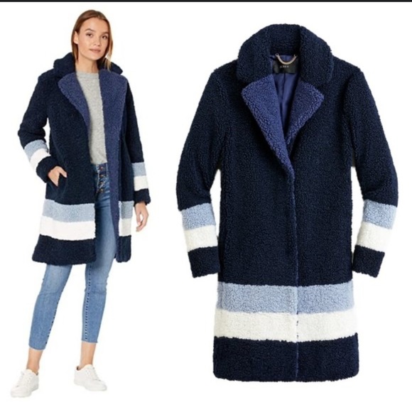 J. Crew Navy and White Teddy Jacket - Picture 1 of 10